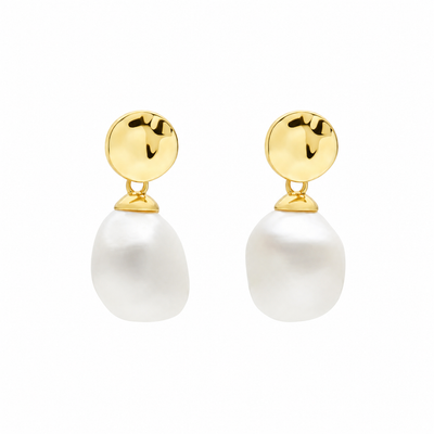 Najo Ocean Drift Yellow Gold Plated Pearl Earrings