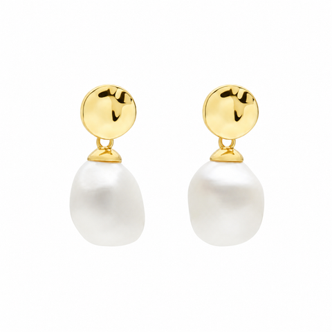 Najo Ocean Drift Yellow Gold Plated Pearl Earrings