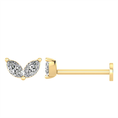 9ct Yellow Gold Lab Grown Marquise Diamond Single Stud Earring