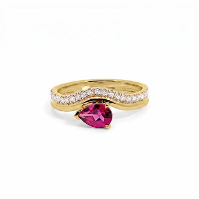 9ct Yellow Gold Rhodolite Garnet & Lab Grown Diamond Dress Ring