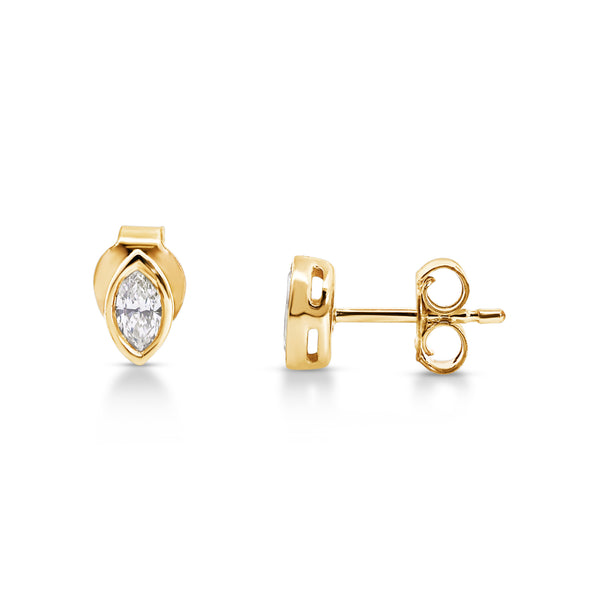 9ct Yellow Gold Marquise Lab Grown Diamond Stud Earrings - alternate view