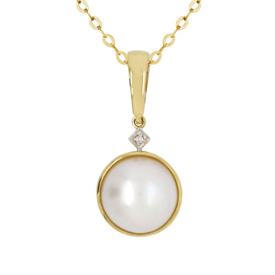 9ct Yellow Gold Mabe Pearl And Diamond Enhancer - alternate