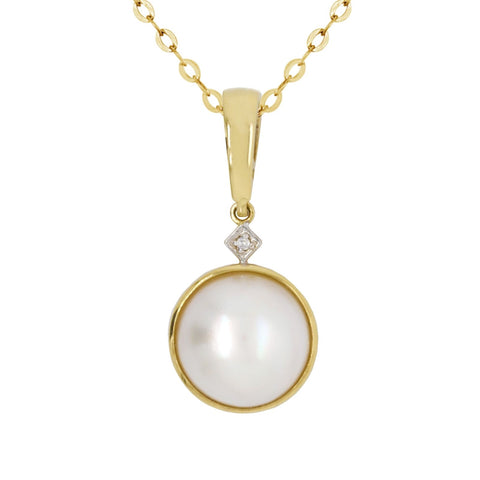 9ct Yellow Gold Mabe Pearl And Diamond Enhancer - alternate view