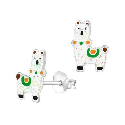 Sterling Silver Enamel Llama Stud Earrings - alternate view