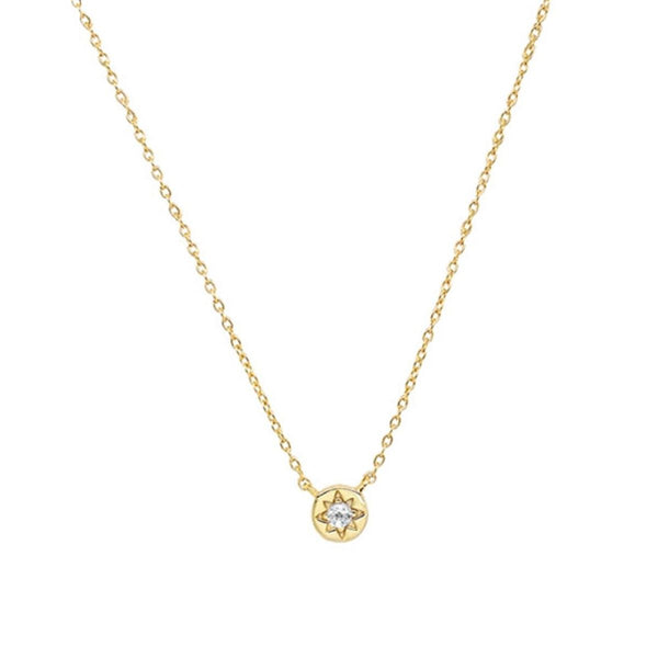 Yellow Gold Plated Necklace With Cubic Zirconia Set Star Pendant - alternate view