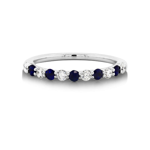 9ct White Gold Alternating Sappire & Diamond Ring - alternate view