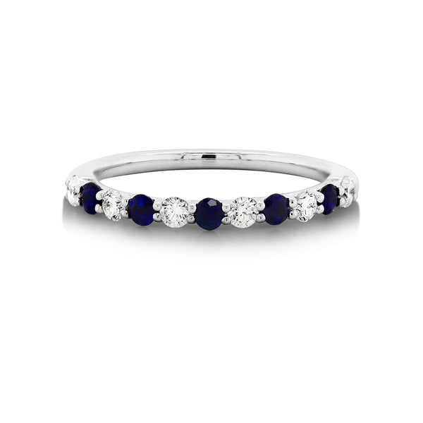 9ct White Gold Alternating Sappire & Diamond Ring - alternate view