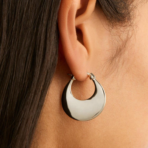 Najo Crescent Silver Hoop Earrings - alternate view