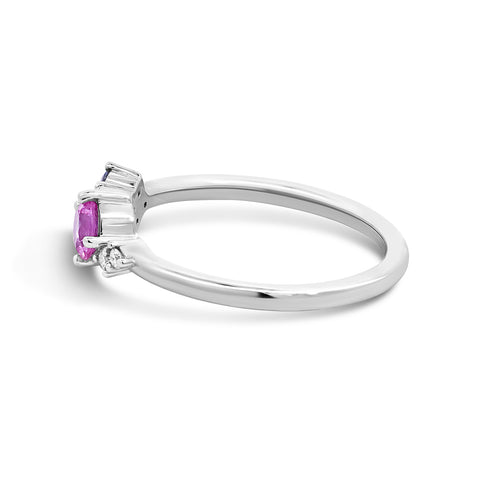 9ct White Gold Ceylon, Sapphire & Diamond Ring - alternate view
