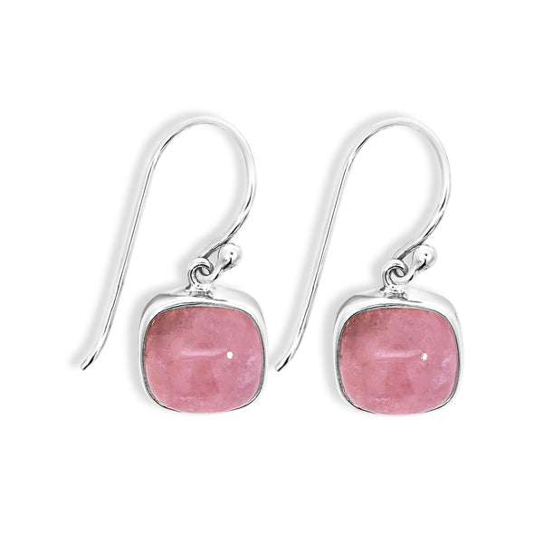 Sterling Silver Square Morganite Drop Earrings - alternate view