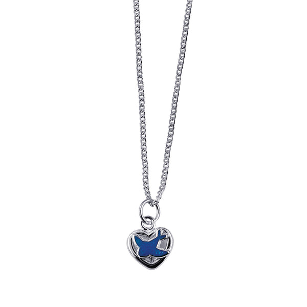 Sterling Silver Heart With Enamel Blue Bird - alternate view