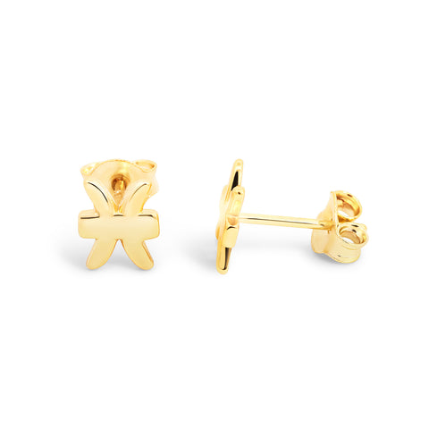 Yellow Gold Plated Pisces Zodiac Stud Earrings - alternate view