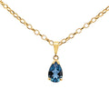 9ct Yellow Gold Pear Shape Blue Topaz Pendant