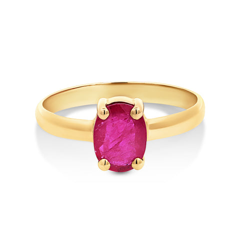 9ct Yellow Gold Oval Ruby Ring - alternate view