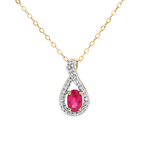 9ct Yellow Gold Ruby And Diamond Pendant - alternate view