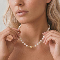 14ct Yellow Gold Bead And Pearl Necklace