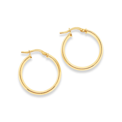 9ct Yellow Gold Sterling Silver Bonded 20mm Palin Round Hoops - alternate view