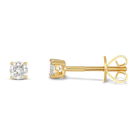 18ct Yellow Gold Diamond Claw Set Stud Earrings - alternate view