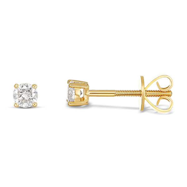 18ct Yellow Gold Diamond Claw Set Stud Earrings - alternate view