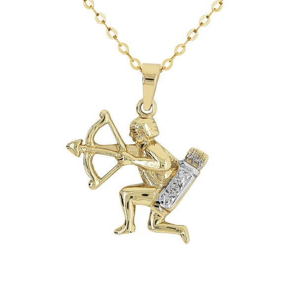 9ct Yellow Gold Diamond Set Sagittarius Zodiac Pendant - alternate view