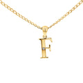9ct Yellow Gold Diamond Set Block Initial Letter F
