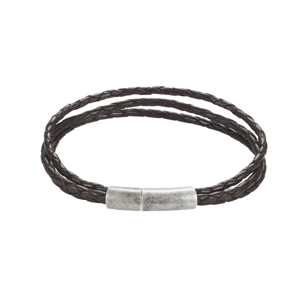 Mens Triple Strand Italian Leather Bracelet - alternate view