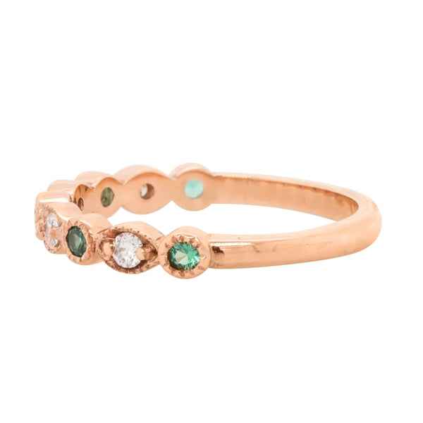 14ct Rose Gold Emerald & Lab Grown Diamond Wedding Ring - alternate view