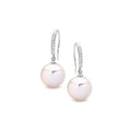 Sterling Silver White Pearl & CZ Hook Earrings