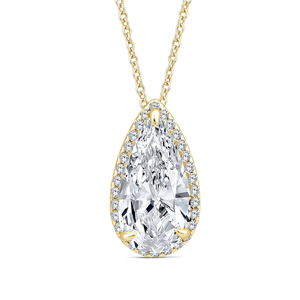 18ct Yellow Gold Pear Shape Lab Grown Diamond Necklace