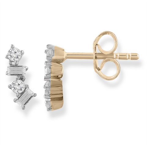 9ct Yellow Gold Diamond Set Studs - alternate view