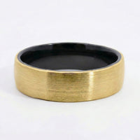 9ct Yellow Gold And Black Zirconium Men's Wedding Ring