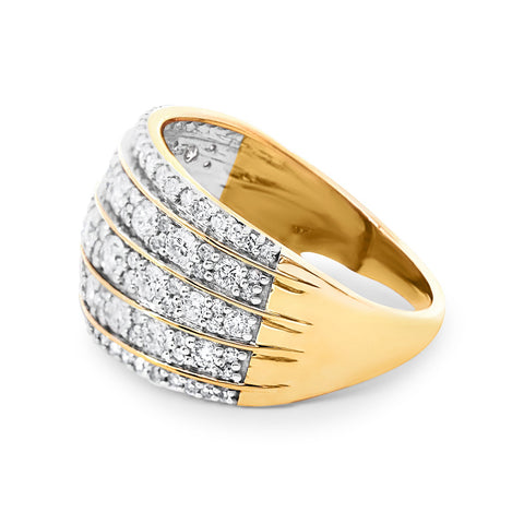 1.50ct Round Natural Diamond 5 Row Ring - alternate view