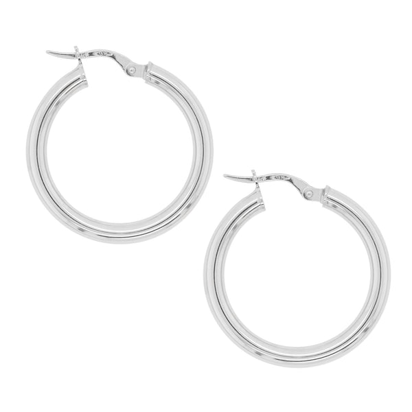 9ct White Gold Italian Hoop Earrings - alternate view