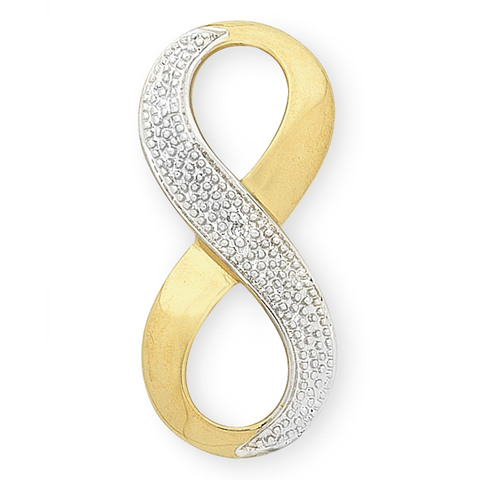 9ct Yellow Gold Diamond Set Infinity Pendant - alternate view