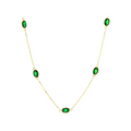 9ct Yellow Gold Cable Chain Stationed With Bezel Set Oval Created Emerald