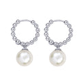 Sterling Silver Bubble Huggies With Freshwater Pearl Drop