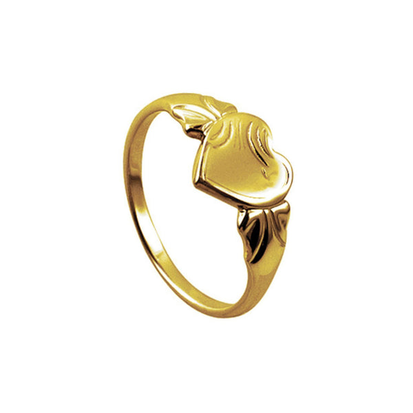 9ct Yellow Gold Single Heart Signet Ring Size J - alternate view
