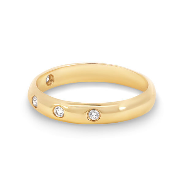 9ct Yellow Gold Gypsy Set Diamond Wedding Ring - alternate view