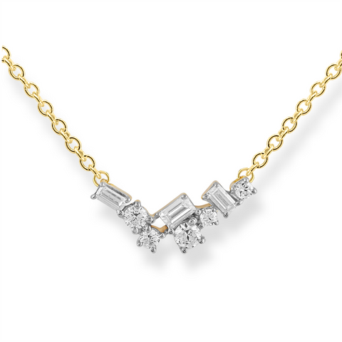 9ct Yellow Gold Offset Diamond Necklace - alternate view