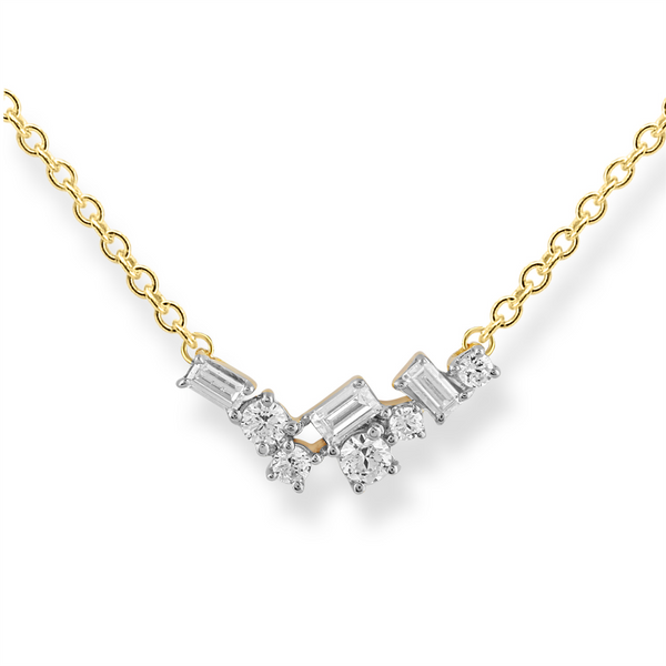 9ct Yellow Gold Offset Diamond Necklace - alternate view