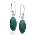 Sterling Silver Long Oval Bezel Set Blue Mohave Turquoise Drop Earrrings