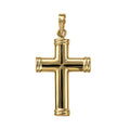 9ct Yellow Gold Hollow Fancy Cross With Ridged Edges