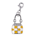 Sterling Silver Yellow and white Enamel Handbag charm