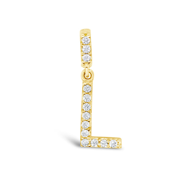 9ct Yellow Gold Cubic Zirconia Set Letter L Pendant - alternate view