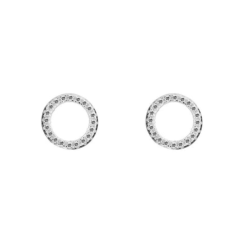 Sterling Silver Open Circle Cz Stud Earrings - alternate view