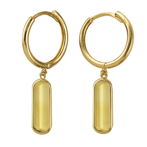 9ct Yellow Gold Citrine Drop Huggies - alternate view