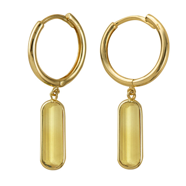 9ct Yellow Gold Citrine Drop Huggies - alternate view