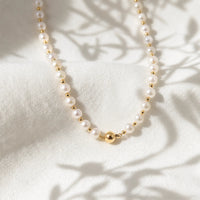 14ct Yellow Gold Bead And Pearl Necklace