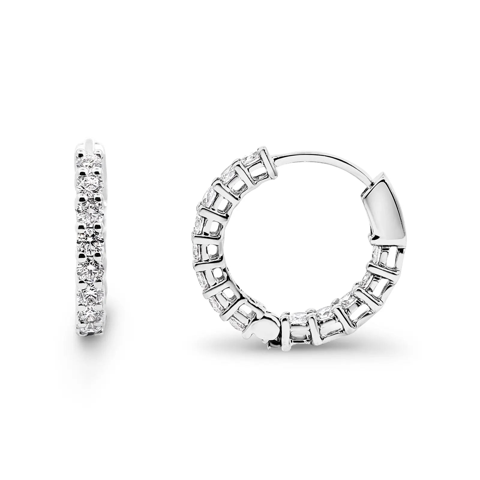 14ct White Gold Lab Grown Diamond Huggie Earrings