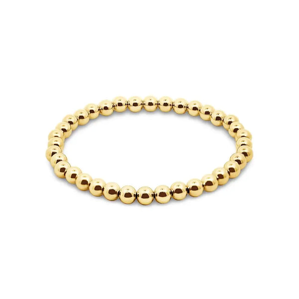 14ct Yellow Gold Filled 5mm Beaded Bracelet On Elastic